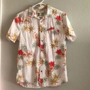 Forever 21 Men Tropical Hawaiian Cotton Button Down Shirt size Small